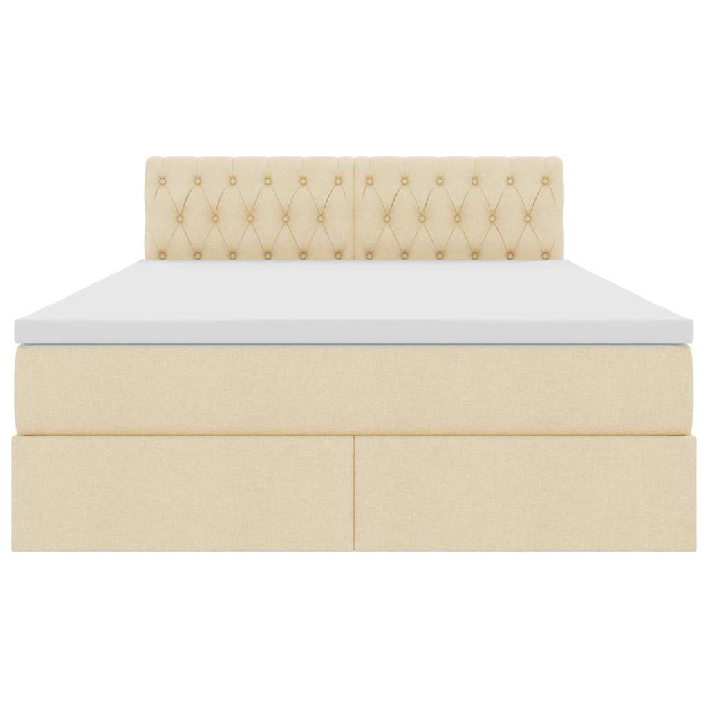 Bett mit Stauraum und LED mit Matratze Creme 140 x 200 cm Stoff