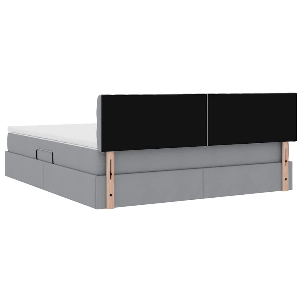 vidaXL Bett mit Stauraum und LED mit LED Hellgrau 160 x 200 cm Stoff