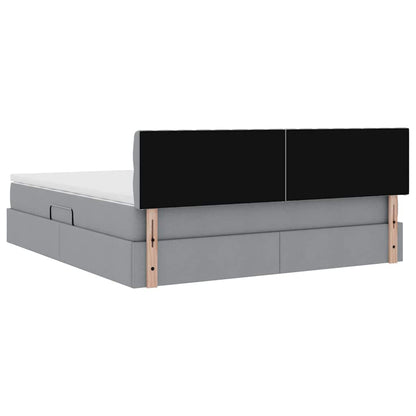 vidaXL Bett mit Stauraum und LED mit LED Hellgrau 160 x 200 cm Stoff