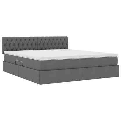 vidaXL Bett mit Stauraum und LED mit LED Dunkelgrau 160 x 200 cm Stoff