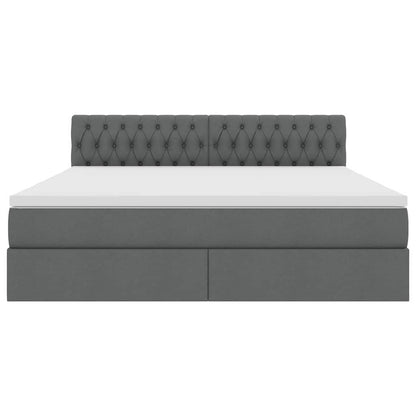 vidaXL Bett mit Stauraum und LED mit LED Dunkelgrau 160 x 200 cm Stoff