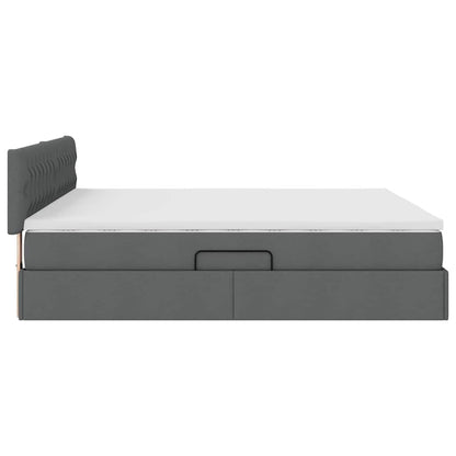 vidaXL Bett mit Stauraum und LED mit LED Dunkelgrau 160 x 200 cm Stoff