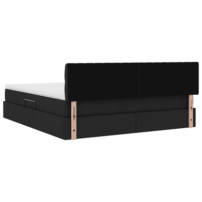 vidaXL Bett mit Stauraum und LED mit LED Schwarz 160 x 200 cm Stoff