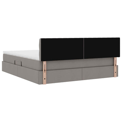 vidaXL Bett mit Stauraum und LED mit Matratze Taupe 160 x 200 cm Stoff
