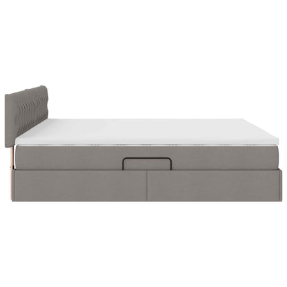 vidaXL Bett mit Stauraum und LED mit Matratze Taupe 160 x 200 cm Stoff