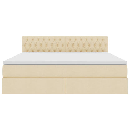 vidaXL Bett mit Stauraum und LED mit Matratze Creme 160 x 200 cm Stoff