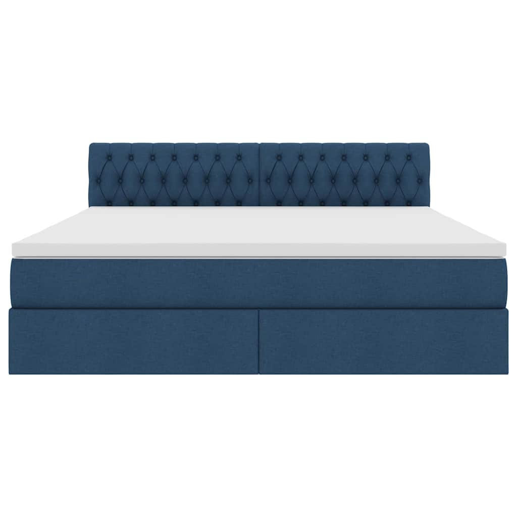 vidaXL Bett mit Stauraum und LED mit Matratze Blau 160 x 200 cm Stoff