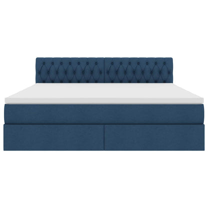 vidaXL Bett mit Stauraum und LED mit Matratze Blau 160 x 200 cm Stoff