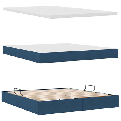 vidaXL Bett mit Stauraum und LED mit Matratze Blau 160 x 200 cm Stoff
