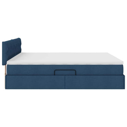 vidaXL Bett mit Stauraum und LED mit Matratze Blau 160 x 200 cm Stoff