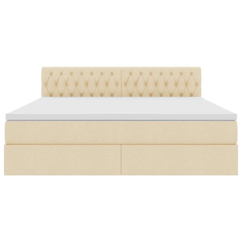 Bett mit Stauraum und LED mit Matratze Creme 180 x 200 cm Stoff