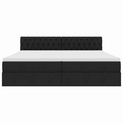 Bett mit Stauraum und LED mit LED Schwarz 200 x 200 cm Stoff