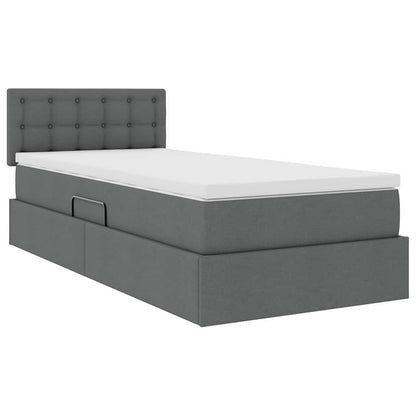 vidaXL Bett mit Stauraum und LED mit LED Dunkelgrau 90 x 190 cm Stoff