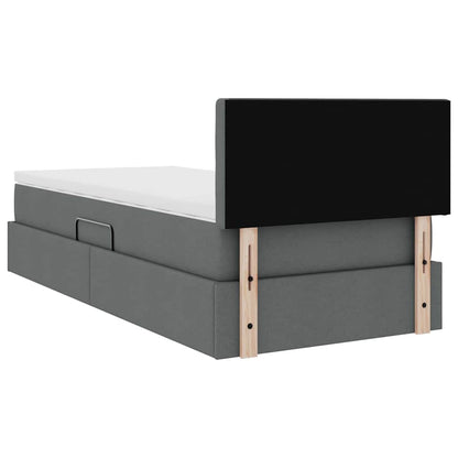 vidaXL Bett mit Stauraum und LED mit LED Dunkelgrau 90 x 190 cm Stoff