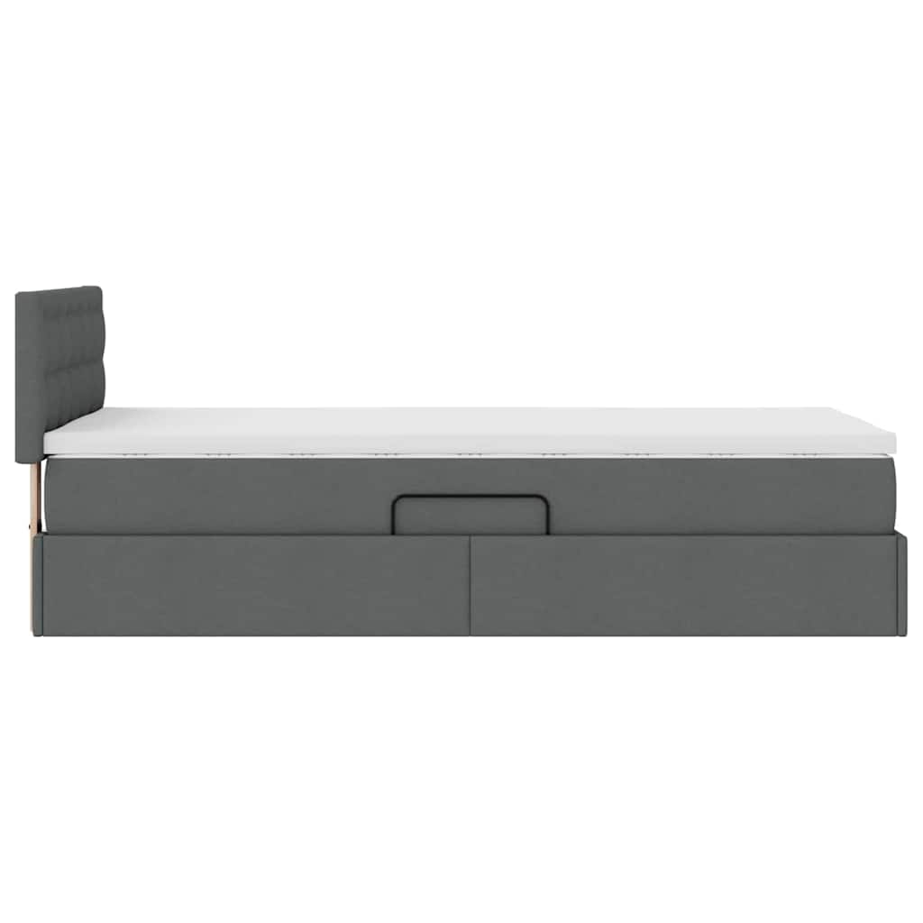 vidaXL Bett mit Stauraum und LED mit LED Dunkelgrau 90 x 190 cm Stoff