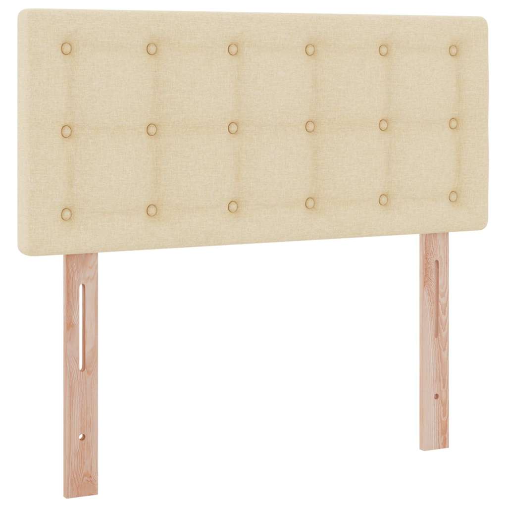 Bett mit Stauraum und LED mit Matratze Creme 90 x 190 cm Stoff