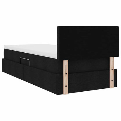vidaXL Bett mit Stauraum und LED mit LED Schwarz 90 x 200 cm Stoff