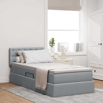 vidaXL Bett mit Stauraum und LED mit LED Hellgrau 100 x 200 cm Stoff