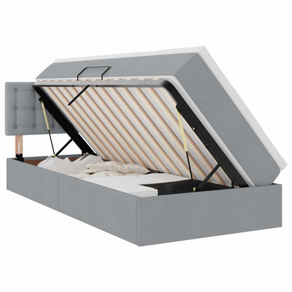 vidaXL Bett mit Stauraum und LED mit LED Hellgrau 100 x 200 cm Stoff