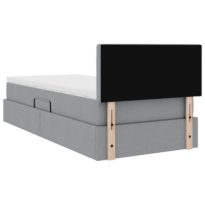 vidaXL Bett mit Stauraum und LED mit LED Hellgrau 100 x 200 cm Stoff