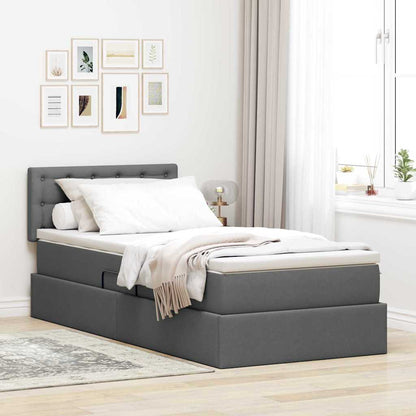 vidaXL Bett mit Stauraum und LED mit LED Dunkelgrau 100 x 200 cm Stoff