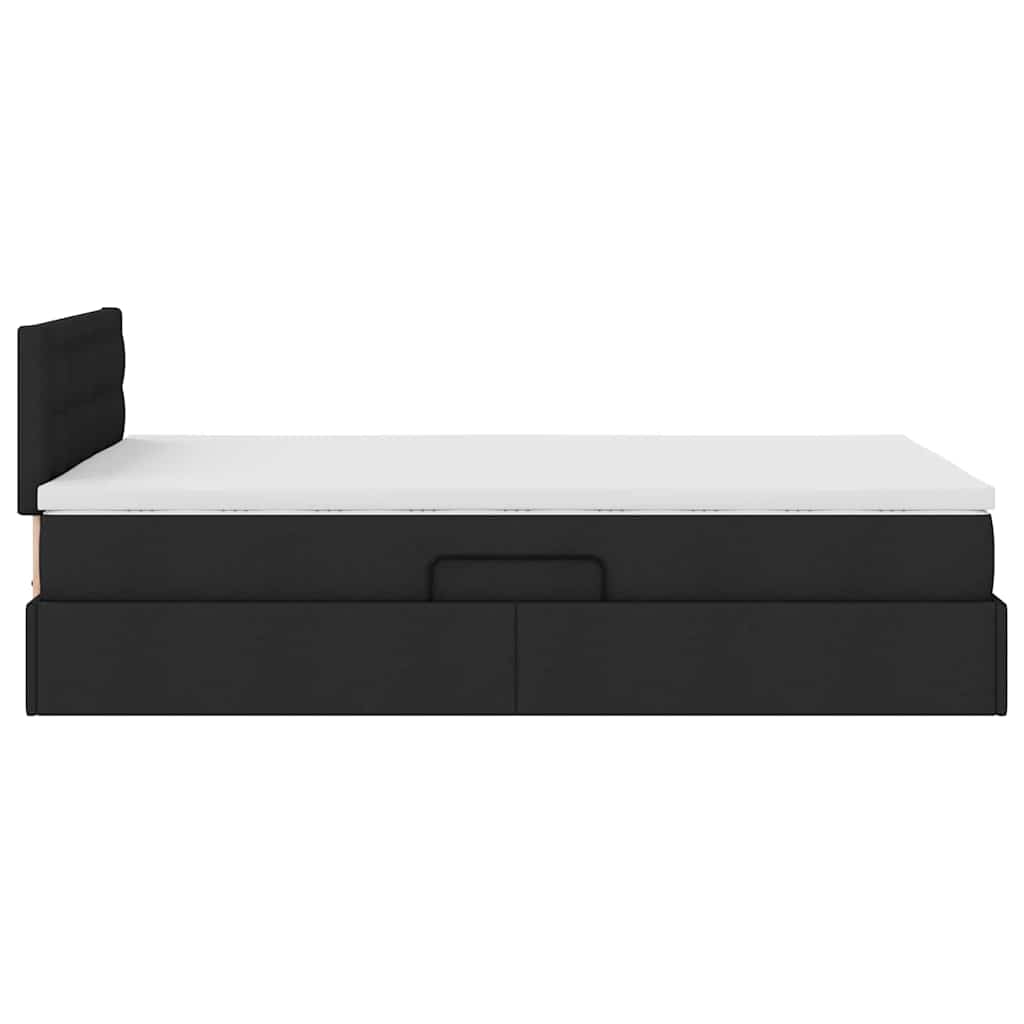 vidaXL Bett mit Stauraum und LED mit LED Schwarz 120 x 200 cm Stoff