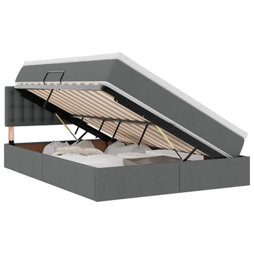 vidaXL Bett mit Stauraum und LED mit LED Dunkelgrau 140 x 190 cm Stoff
