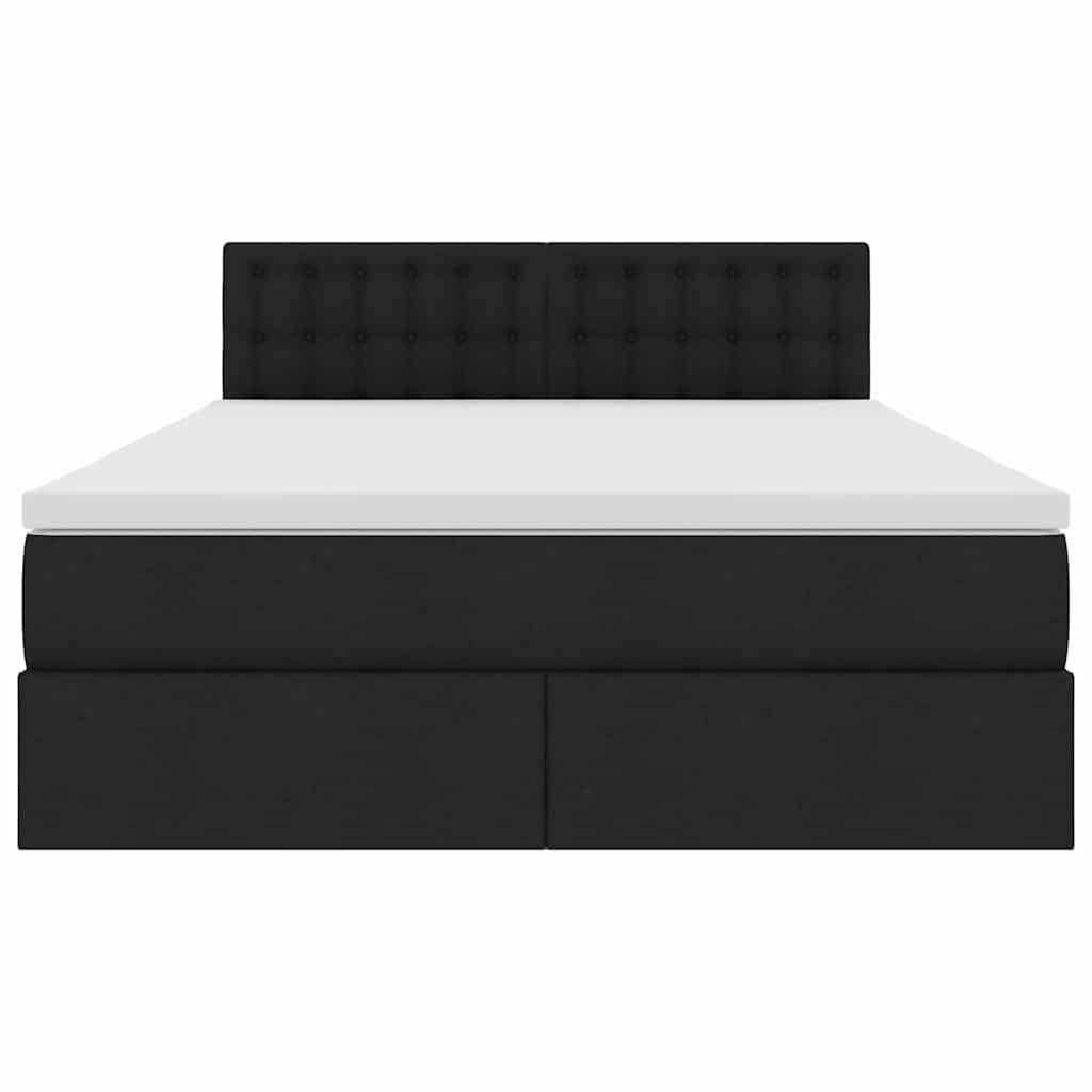 Bett mit Stauraum und LED mit LED Schwarz 140 x 190 cm Stoff