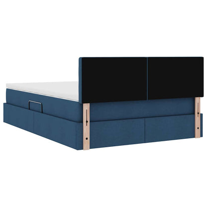 vidaXL Bett mit Stauraum und LED mit Matratze Blau 140 x 190 cm Stoff