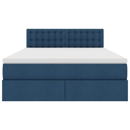 vidaXL Bett mit Stauraum und LED mit Matratze Blau 140 x 190 cm Stoff