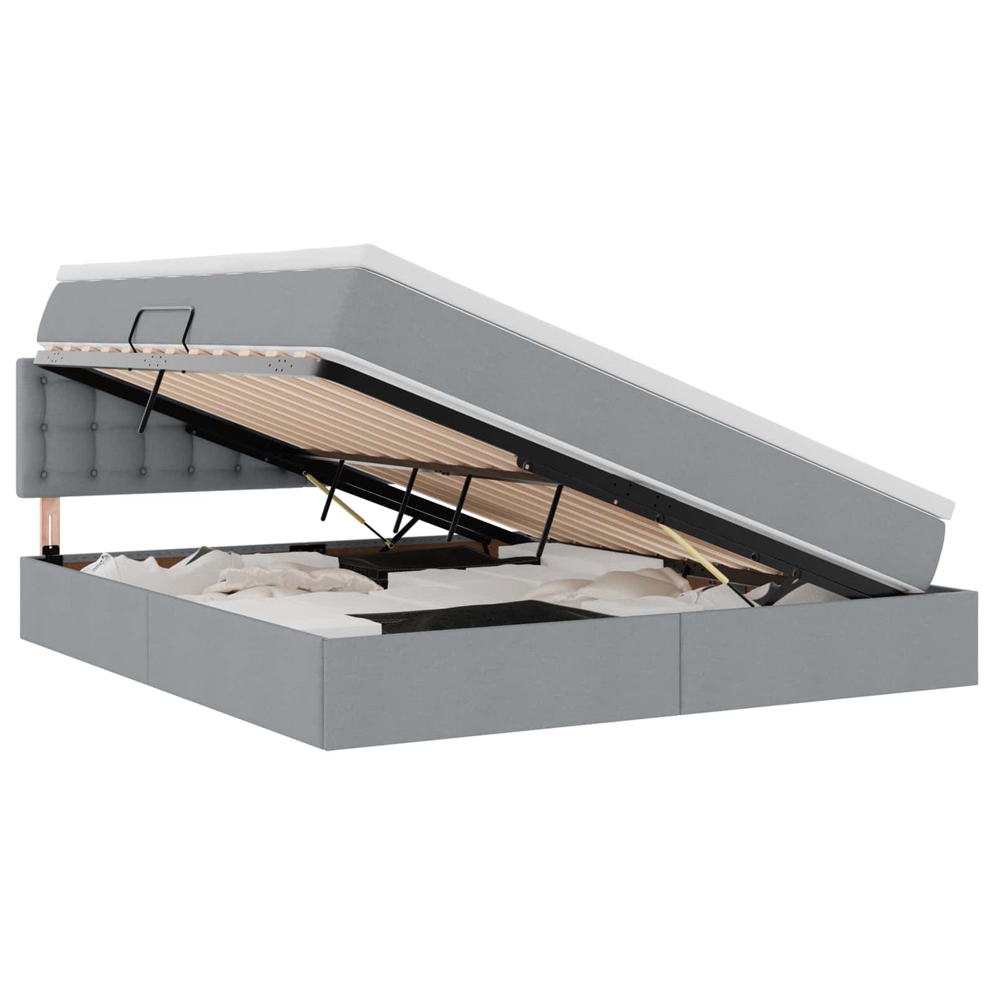 vidaXL Bett mit Stauraum und LED mit LED Hellgrau 160 x 200 cm Stoff