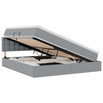 vidaXL Bett mit Stauraum und LED mit LED Hellgrau 160 x 200 cm Stoff