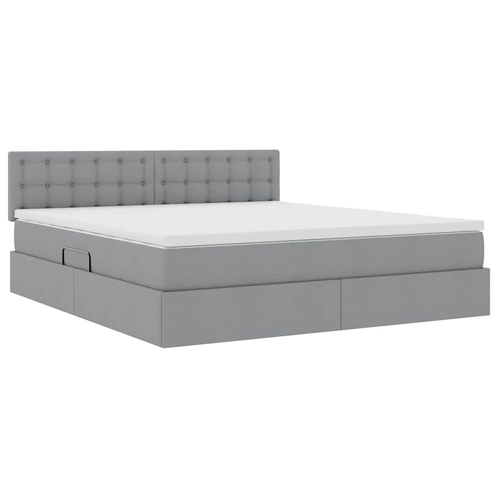 vidaXL Bett mit Stauraum und LED mit LED Hellgrau 160 x 200 cm Stoff
