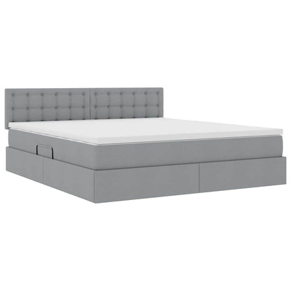 vidaXL Bett mit Stauraum und LED mit LED Hellgrau 160 x 200 cm Stoff
