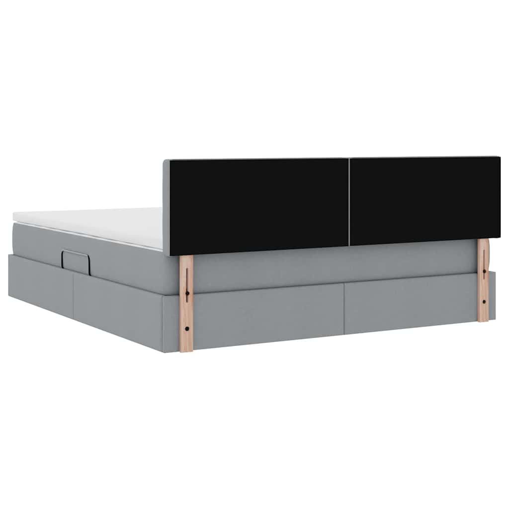 vidaXL Bett mit Stauraum und LED mit LED Hellgrau 160 x 200 cm Stoff