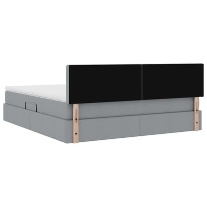 vidaXL Bett mit Stauraum und LED mit LED Hellgrau 160 x 200 cm Stoff