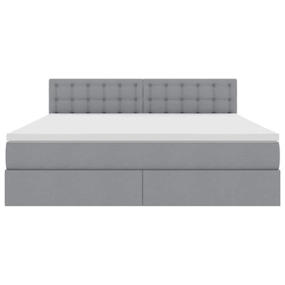 vidaXL Bett mit Stauraum und LED mit LED Hellgrau 160 x 200 cm Stoff