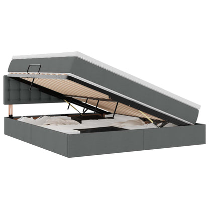 vidaXL Bett mit Stauraum und LED mit LED Dunkelgrau 160 x 200 cm Stoff