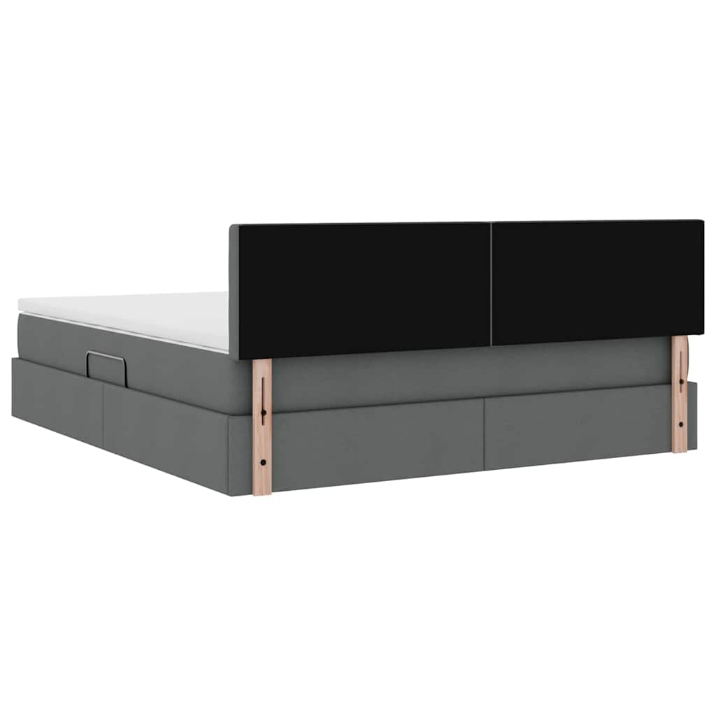 vidaXL Bett mit Stauraum und LED mit LED Dunkelgrau 160 x 200 cm Stoff