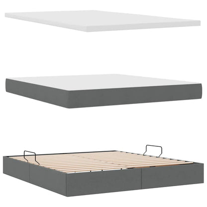 vidaXL Bett mit Stauraum und LED mit LED Dunkelgrau 160 x 200 cm Stoff