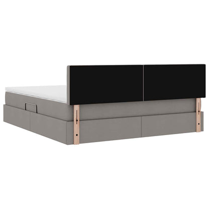 vidaXL Bett mit Stauraum und LED mit Matratze Taupe 160 x 200 cm Stoff