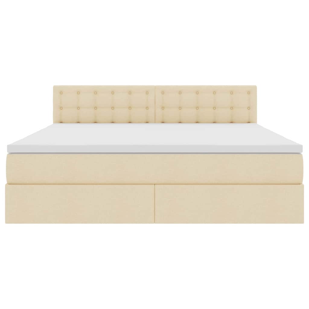vidaXL Bett mit Stauraum und LED mit Matratze Creme 160 x 200 cm Stoff