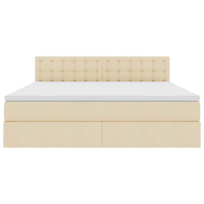 vidaXL Bett mit Stauraum und LED mit Matratze Creme 160 x 200 cm Stoff