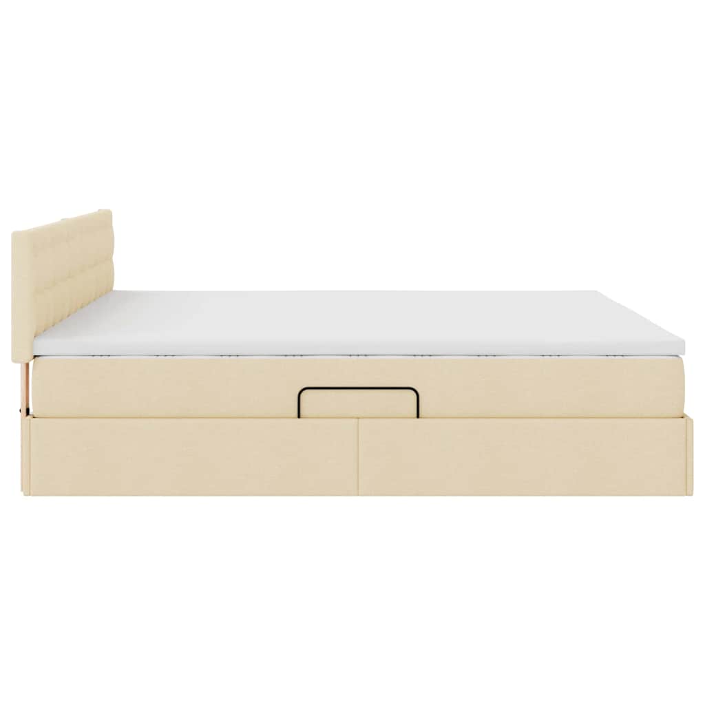 vidaXL Bett mit Stauraum und LED mit Matratze Creme 160 x 200 cm Stoff