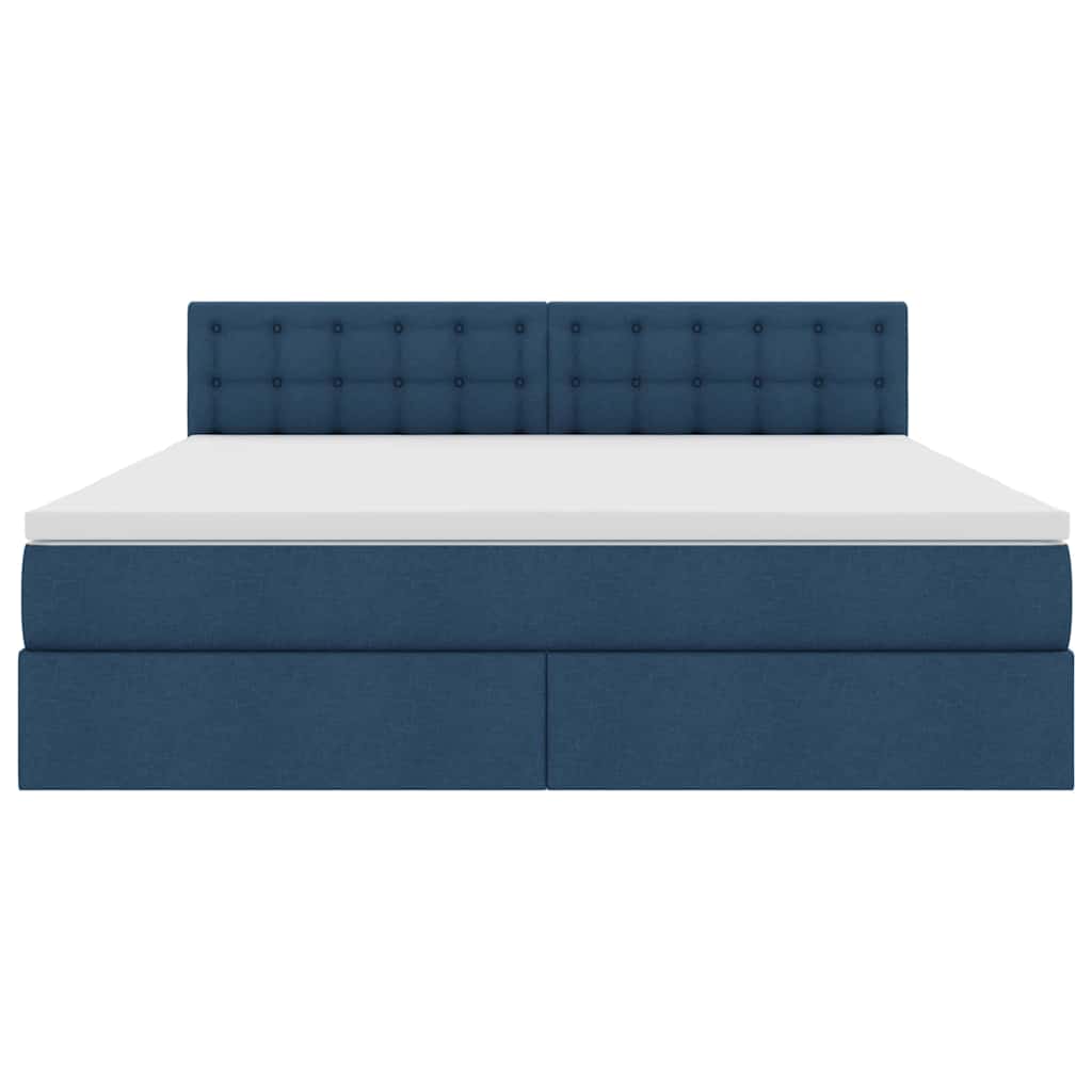 vidaXL Bett mit Stauraum und LED mit Matratze Blau 160 x 200 cm Stoff