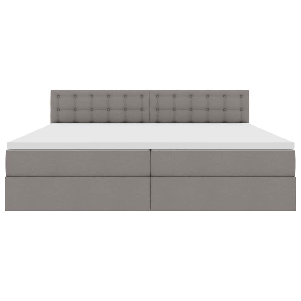 Bett mit Stauraum und LED mit Matratze Taupe 200 x 200 cm Stoff