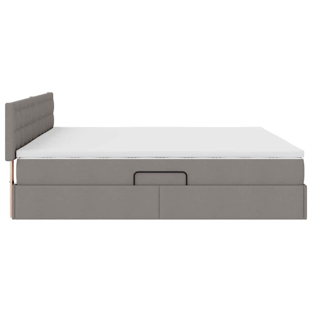 Bett mit Stauraum und LED mit Matratze Taupe 200 x 200 cm Stoff