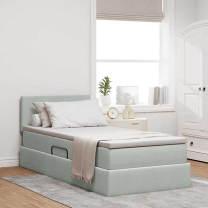 vidaXL Bett mit Stauraum und LED mit LED Hellgrau 90 x 190 cm Samt