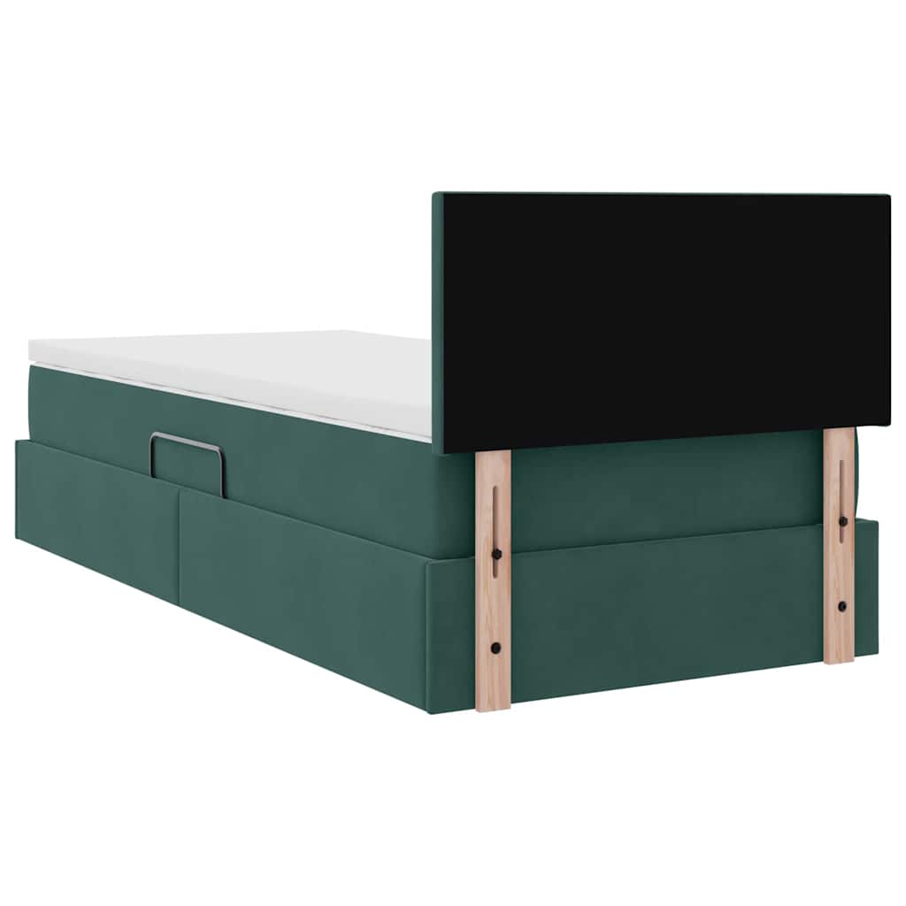 vidaXL Lit de rangement avec LED vert foncé 90 x 190 cm Velours