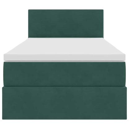 vidaXL Lit de rangement avec LED vert foncé 90 x 190 cm Velours